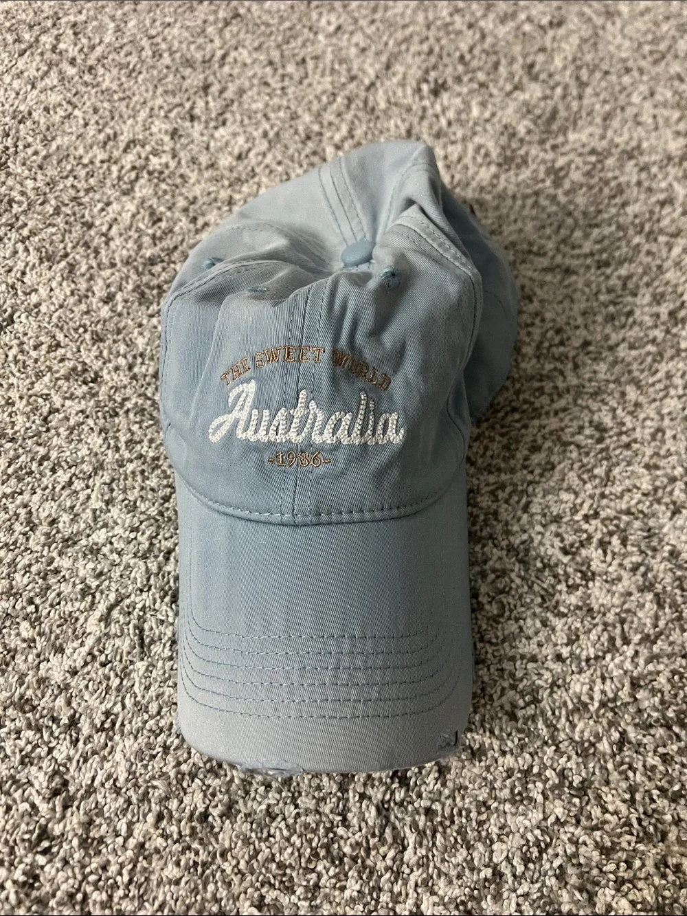 Australia Embroidered Light Blue Kids Cap